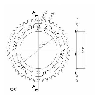 Supersprox Stealth rocchetto per catena 525 - 45Z (nero)