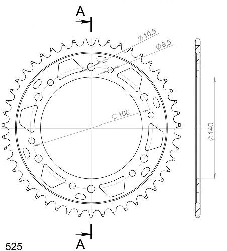 Supersprox acier roue d`entrainement 525 - 48Z (noir)