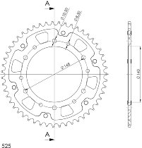 Supersprox Stealth Chain wheel 525 - 51Z (red)