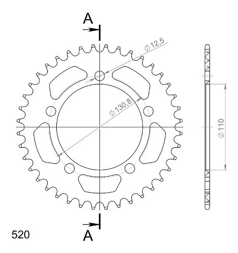 Supersprox alluminio rocchetto per catena 520 - 40Z (nero)