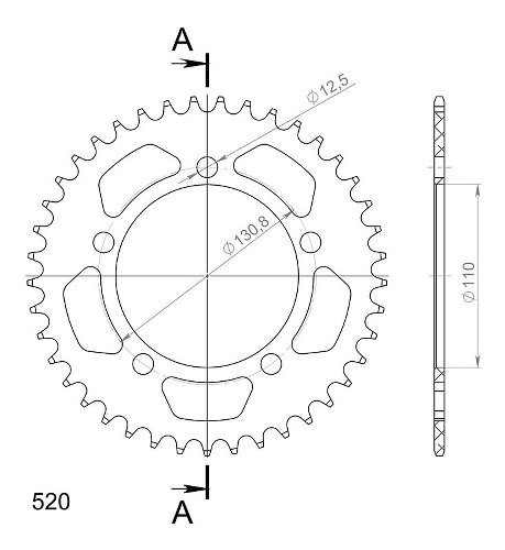 Supersprox aluminium roue d`entrainement 520 - 41Z (noir)