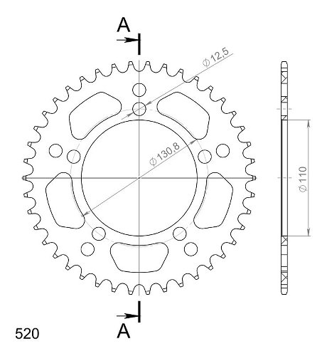 Supersprox alluminio rocchetto per catena 520 - 42Z (nero)