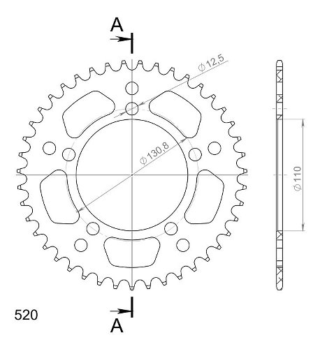 Supersprox aluminium roue d`entrainement 520 - 43Z (rouge)