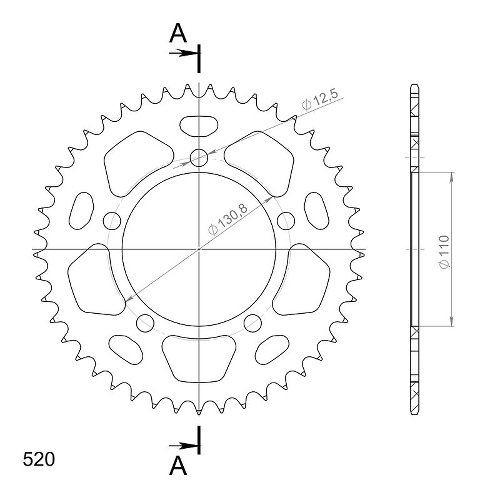 Supersprox aluminium roue d`entrainement 520 - 45Z (noir)