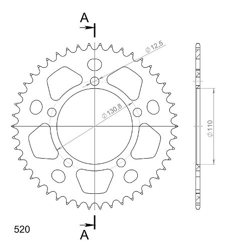 Supersprox alluminio rocchetto per catena 520 - 46Z (nero)