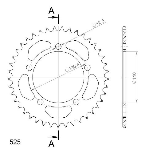 Supersprox alluminio rocchetto per catena 525 - 41Z (nero)