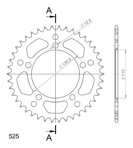 Supersprox alluminio rocchetto per catena 525 - 42Z (nero)