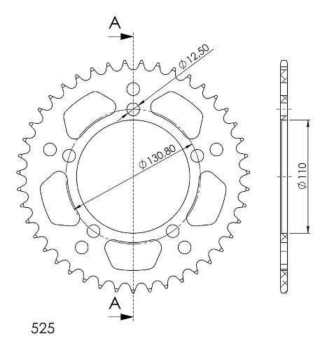 Supersprox Alu-Kettenrad 525 - 43Z (blau)