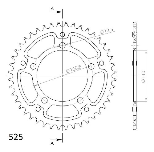 Supersprox Stealth Chain wheel 525 - 44Z (black)