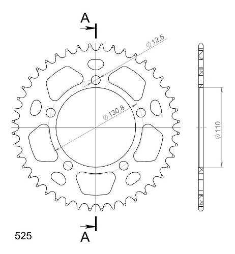 Supersprox aluminium roue d`entrainement 525 - 44Z (bleue)