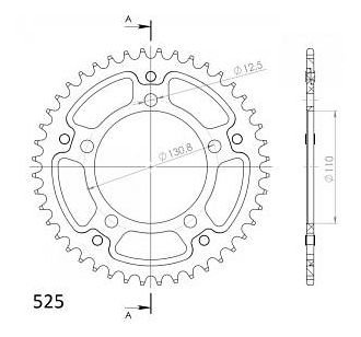 Supersprox Stealth rueda de cadena 525 - 44Z (argénteo)