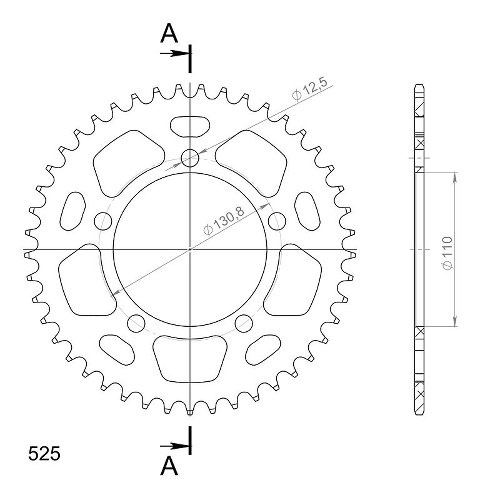 Supersprox Aluminium Chain wheel 525 - 45Z (black)