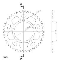 Supersprox alluminio rocchetto per catena 525 - 45Z (nero)