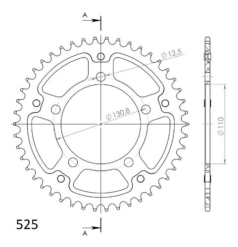 Supersprox Stealth rocchetto per catena 525 - 45Z (nero)