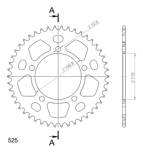 Supersprox aluminium roue d`entrainement 525 - 46Z (noir)