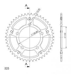 Supersprox Stealth rueda de cadena 525 - 47Z (oro)