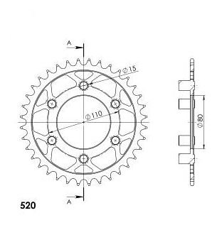 Supersprox Steel Chain wheel 520 - 36Z (black)