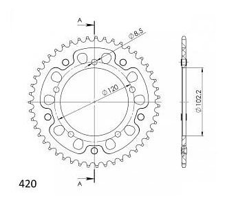 Supersprox Stealth-Kettenrad 420 - 47Z (gold)