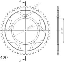 Supersprox acero rueda de cadena 420 - 47Z (negro)