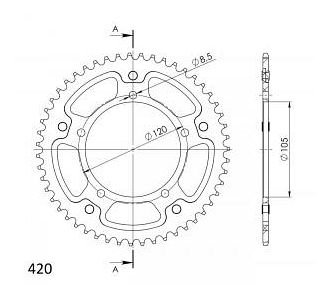 Supersprox Stealth rocchetto per catena 420 - 51Z (oro)