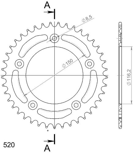 Supersprox aluminium roue d`entrainement 520 - 41Z (noir)