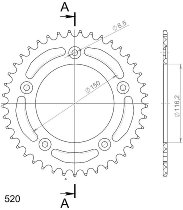 Supersprox alluminio rocchetto per catena 520 - 41Z (nero)