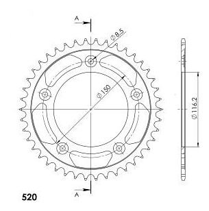 Supersprox acier roue d`entrainement 520 - 42Z (noir)