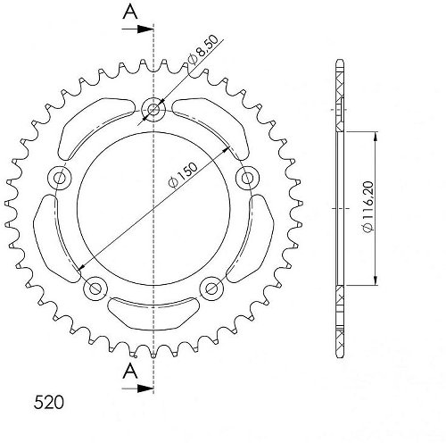 Supersprox Aluminium Chain wheel 520 - 43Z (black)