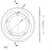 Supersprox aluminium roue d`entrainement 520 - 43Z (noir)