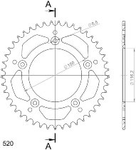 Supersprox alluminio rocchetto per catena 520 - 45Z (nero)