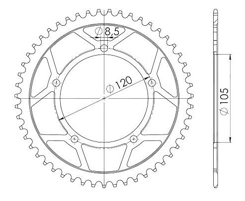 Supersprox acciaio rocchetto per catena 415 - 51Z (nero)