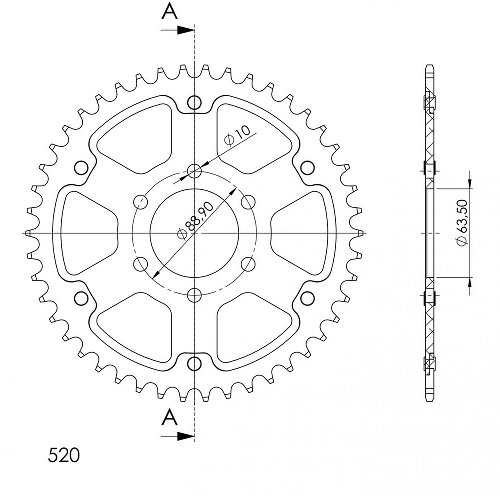 Supersprox Stealth rocchetto per catena 520 - 48Z (oro)