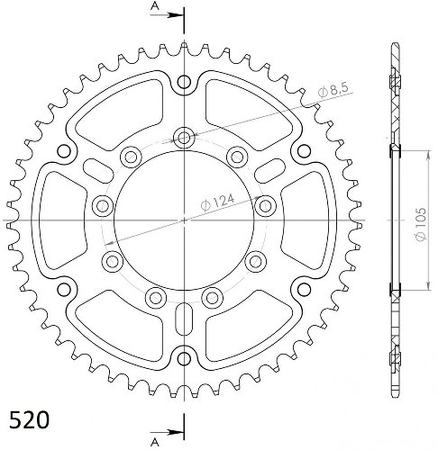 Supersprox Stealth-Kettenrad 520 - 45Z (blau)