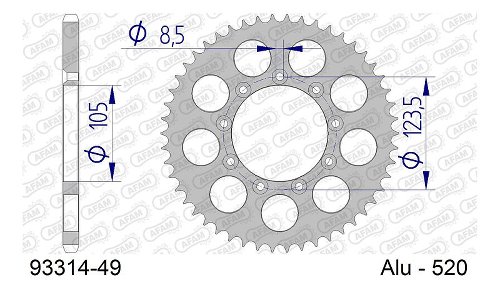 Supersprox acciaio rocchetto per catena 520 - 49Z (nero)