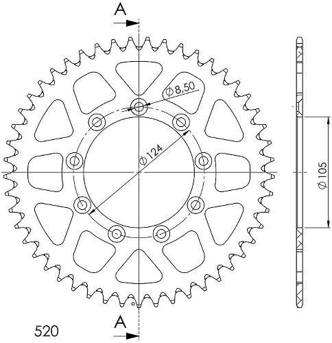 Supersprox aluminium roue d`entrainement 520 - 49Z (noir)