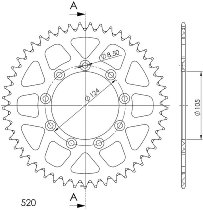 Supersprox alluminio rocchetto per catena 520 - 49Z (nero)