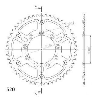 Supersprox Stealth rocchetto per catena 520 - 49Z (argento)