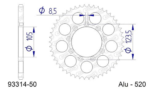 Supersprox acier roue d`entrainement 520 - 50Z (noir)