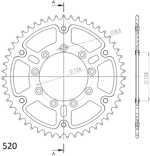 Supersprox Stealth-Kettenrad 520 - 50Z (rot)