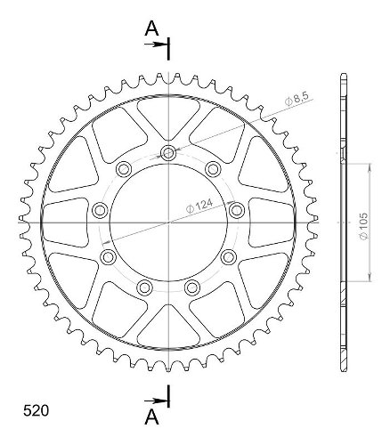 Supersprox Steel Chain wheel 520 - 51Z (black)