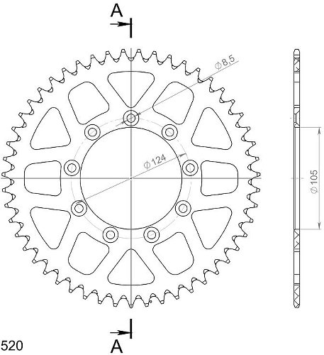 Supersprox aluminium roue d`entrainement 520 - 51Z (noir)