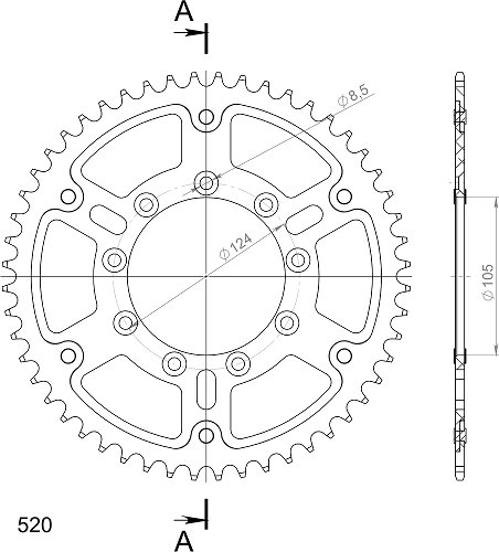 Supersprox Stealth Chain wheel 520 - 52Z (blue)