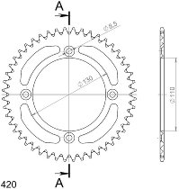 Supersprox aluminium roue d`entrainement 420 - 46Z (noir)