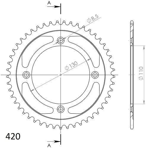 Supersprox acciaio rocchetto per catena 420 - 47Z (nero)