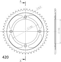 Supersprox acciaio rocchetto per catena 420 - 47Z (nero)