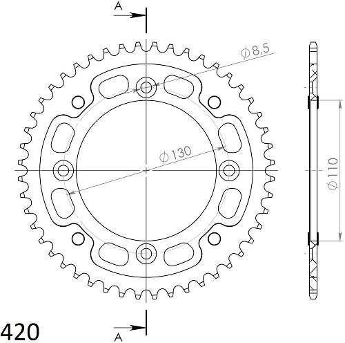 Supersprox Stealth rueda de cadena 420 - 47Z (oro)