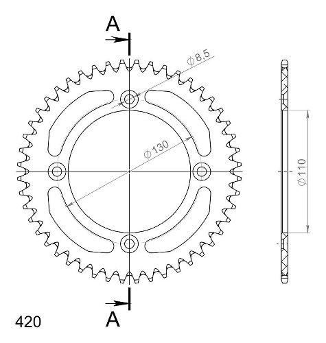 Supersprox aluminio rueda de cadena 420 - 48Z (azul)