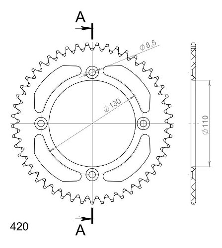 Supersprox alluminio rocchetto per catena 420 - 49Z (nero)