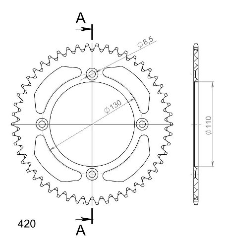 Supersprox aluminio rueda de cadena 420 - 50Z (azul)