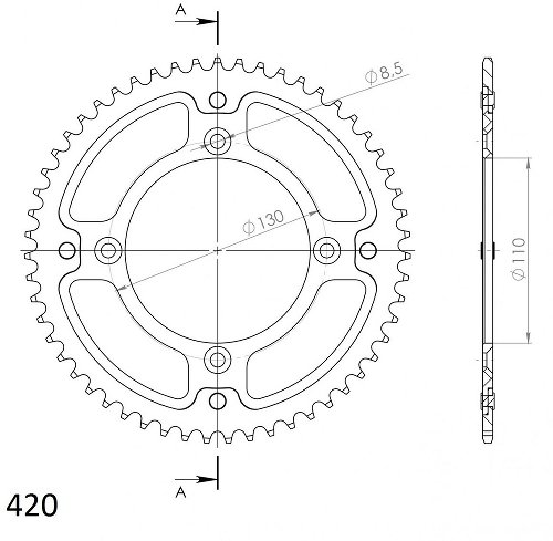 Supersprox Stealth rueda de cadena 420 - 51Z (rojo)